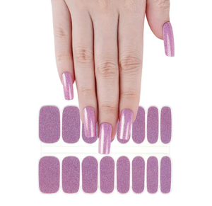 Semi-Cured Gel Nail Wraps Pink Purple Glitter