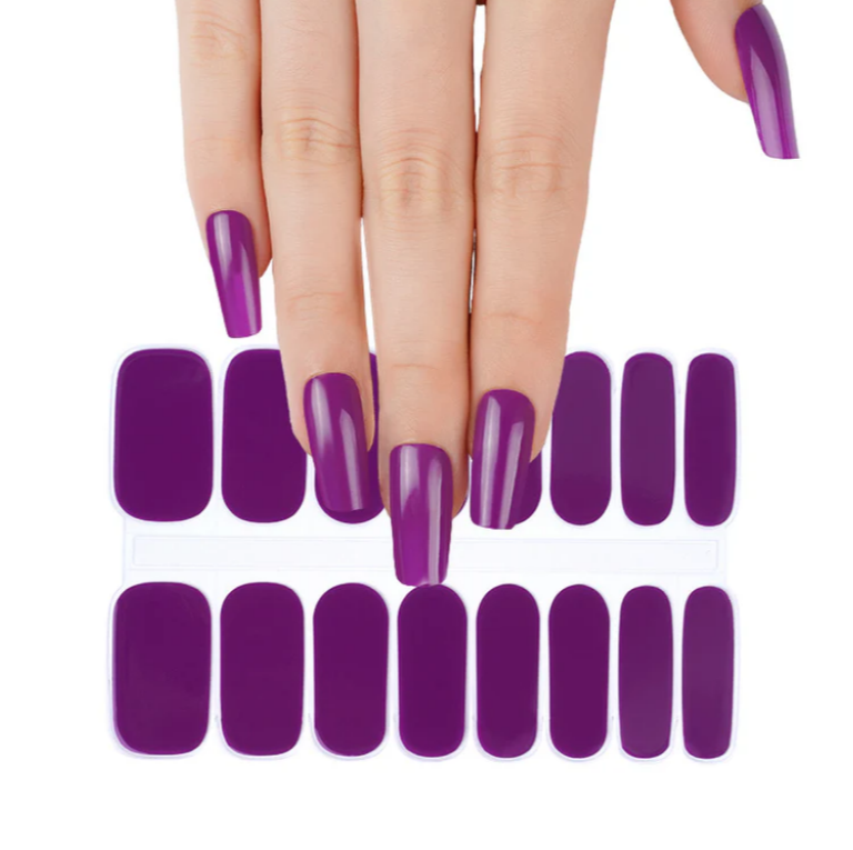 Semi-Cured Gel Nail Wraps Purple Plum Solid Color