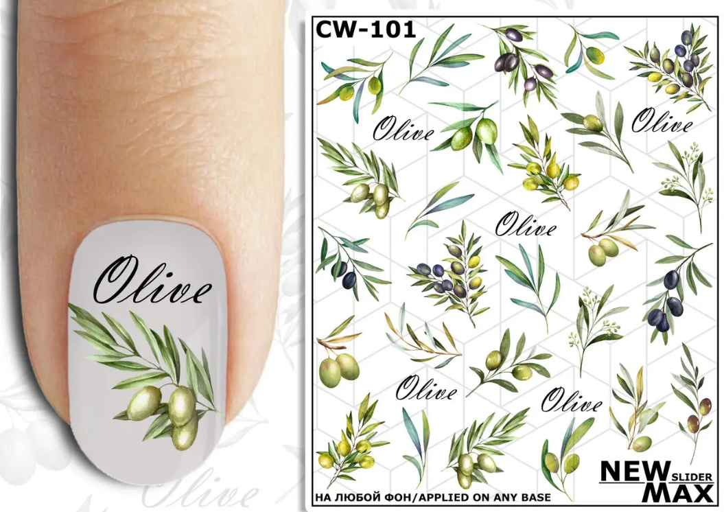 Olive Branches Waterslide Nail Decals