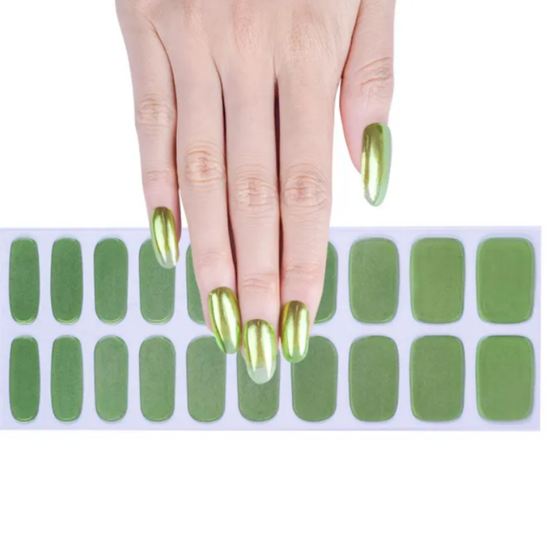 Semi-Cured Gel Nail Wraps Metallic Green