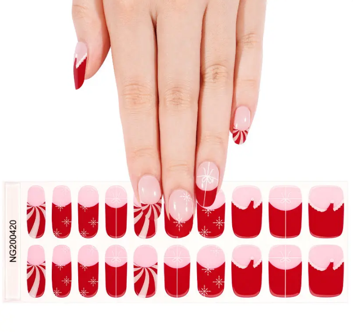 Semi-Cured Gel Nail Wraps Santa Baby Swirl