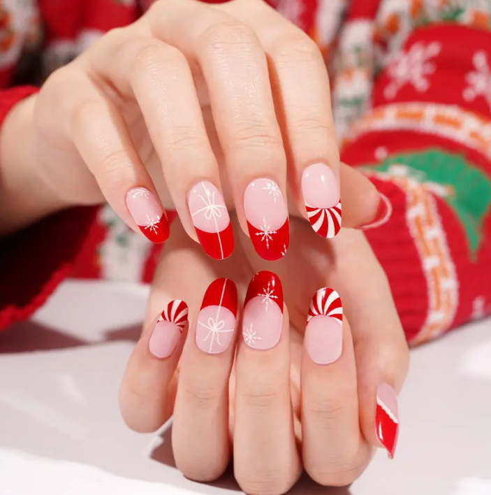 Semi-Cured Gel Nail Wraps Santa Baby Swirl