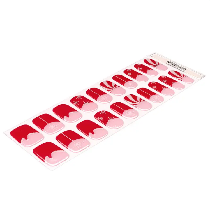 Semi-Cured Gel Nail Wraps Santa Baby Swirl