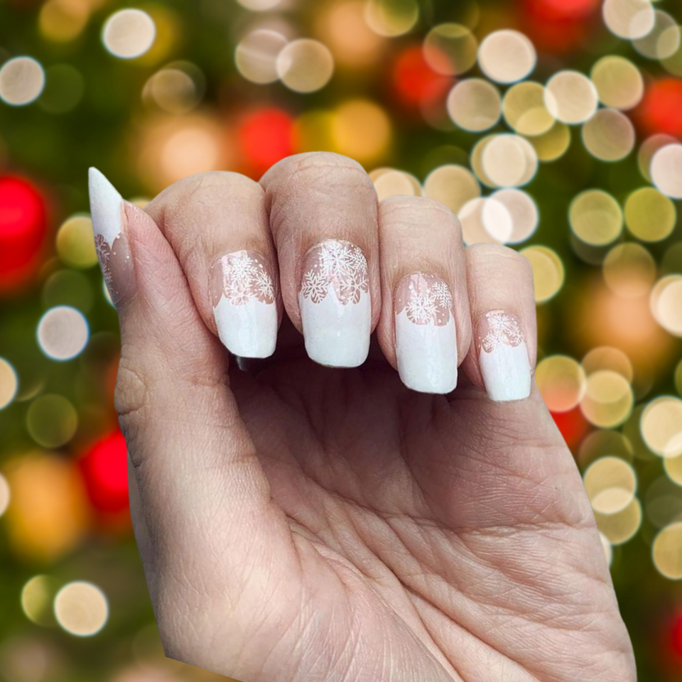 White Tip French Manicure Snowflakes