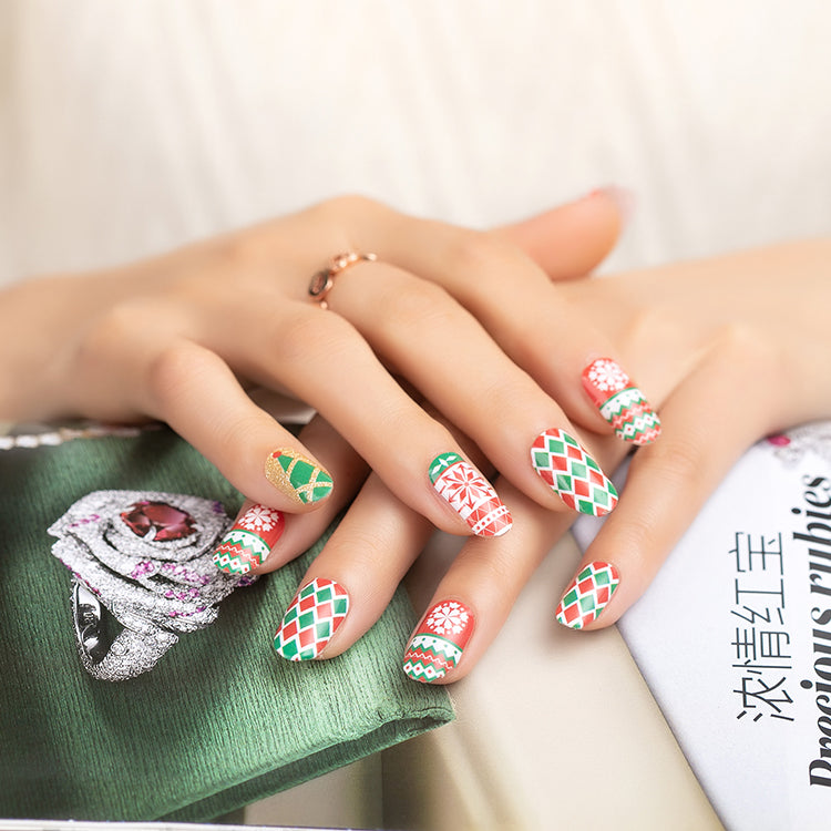 Pull à motif de Noël vert, rouge et blanc, flocons de neige, sapin de Noël