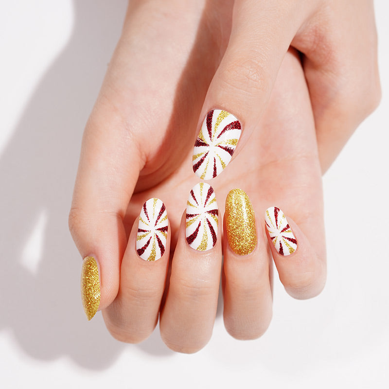 Red Gold Glitter Candy Swirl