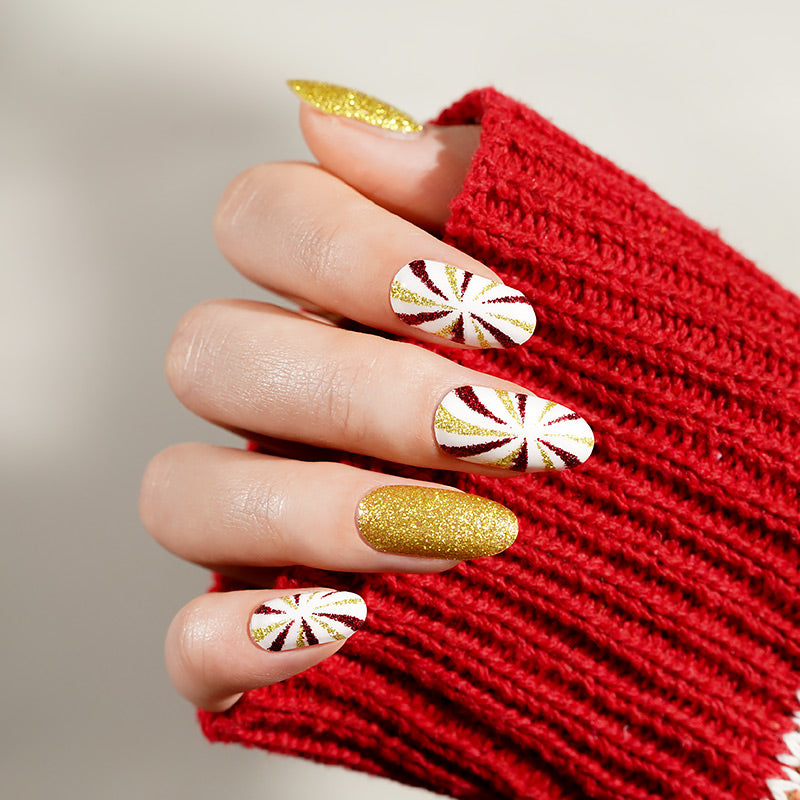 Red Gold Glitter Candy Swirl