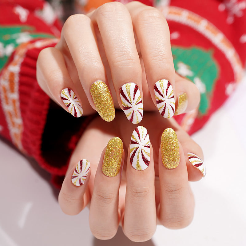 Red Gold Glitter Candy Swirl