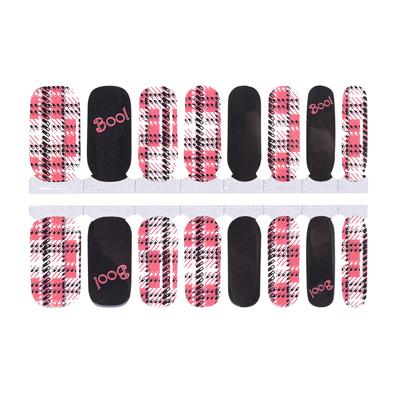 Manucure française noire avec toile d'araignée Halloween