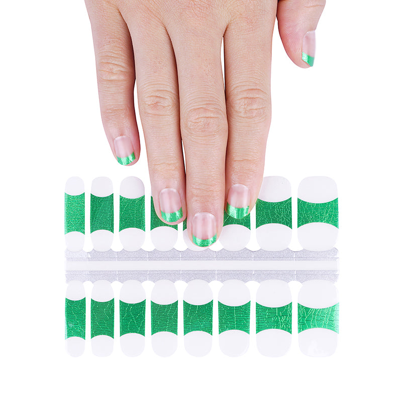 Green Metallic French Manicure