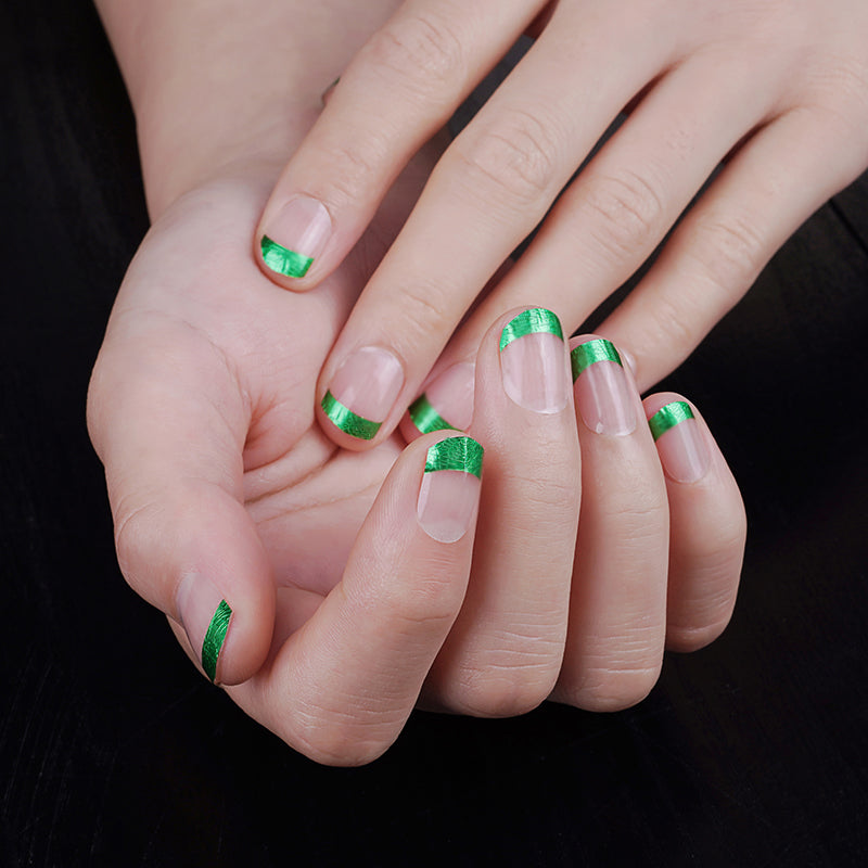 Green Metallic French Manicure