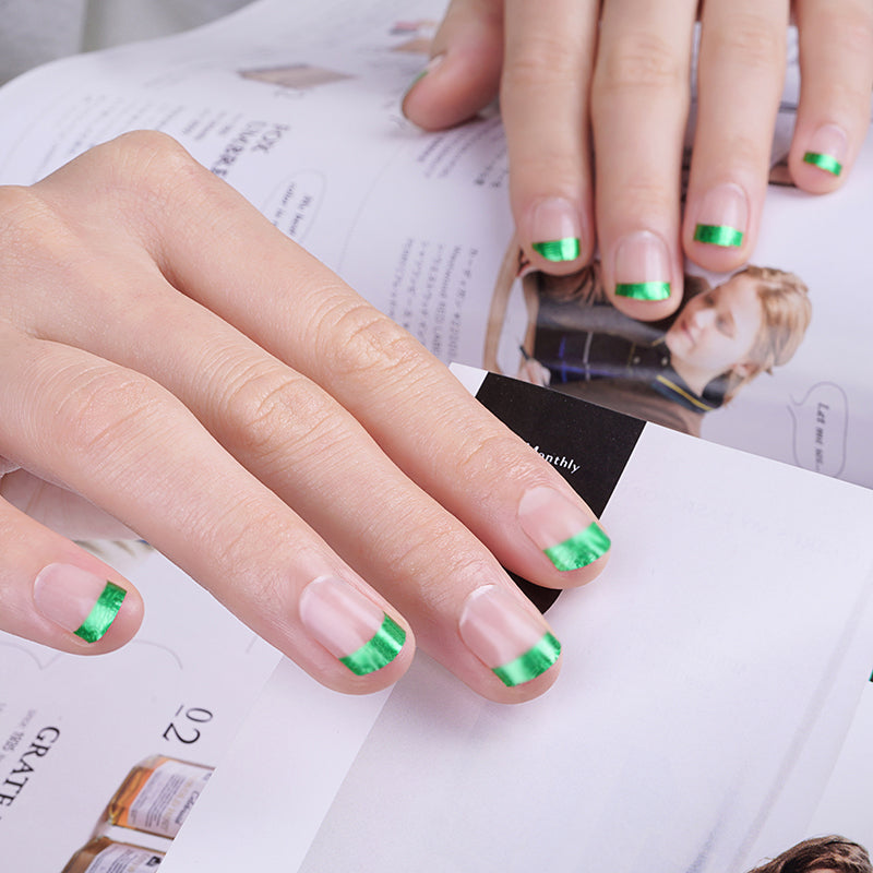 Green Metallic French Manicure