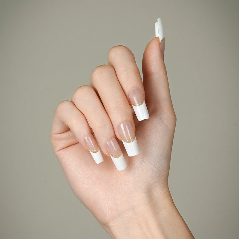 White Gold Glitter French Manicure