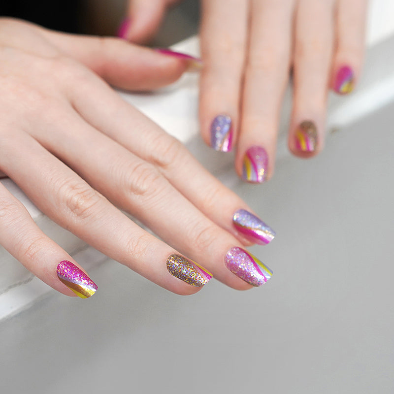 Pink and Yellow Sequin Flames