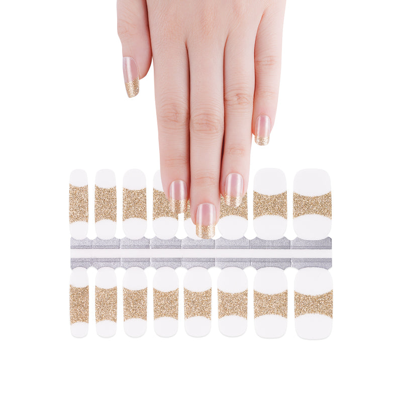 Gold Glitter French Manicure Clear Background