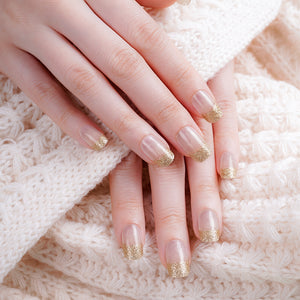 Gold Glitter French Manicure Clear Background