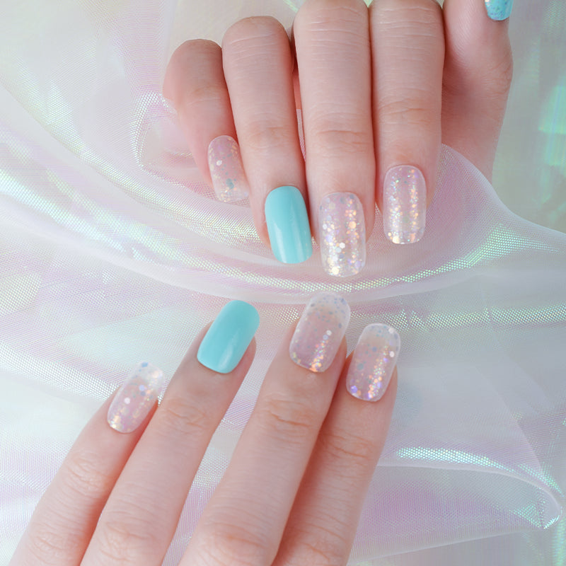 Negative Space Robin Egg Blue Clear Sequin
