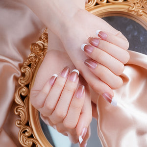 Brown Ombre White Tip French Manicure