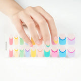 Semi-Cured Gel Nail Wraps Rainbow Colorful French Manicure