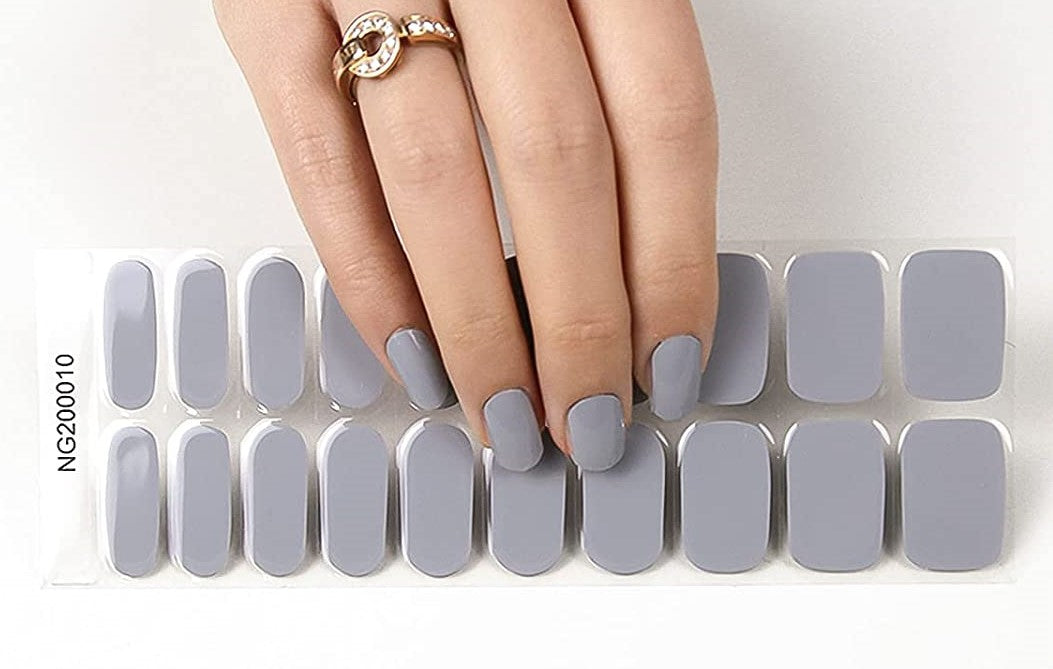 Semi-Cured Gel Nail Wraps Grey Solid Color