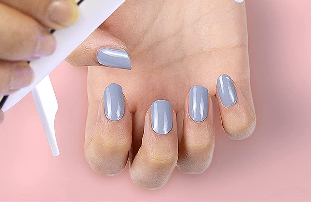 Semi-Cured Gel Nail Wraps Grey Solid Color