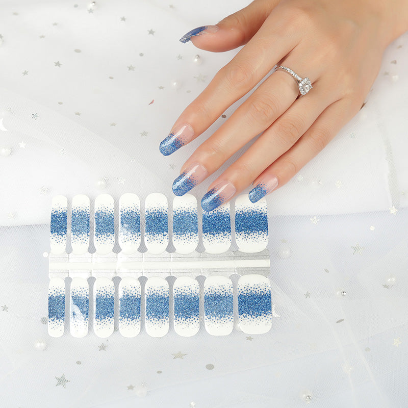 Blue Glitter French Manicure
