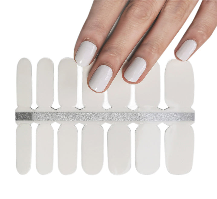 Big Size Wide Nail Wraps White Solid Color