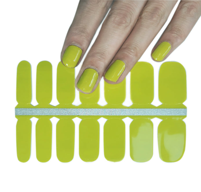 Big Size Wide Nail Wraps Lime Green Chartreuse Solid Color