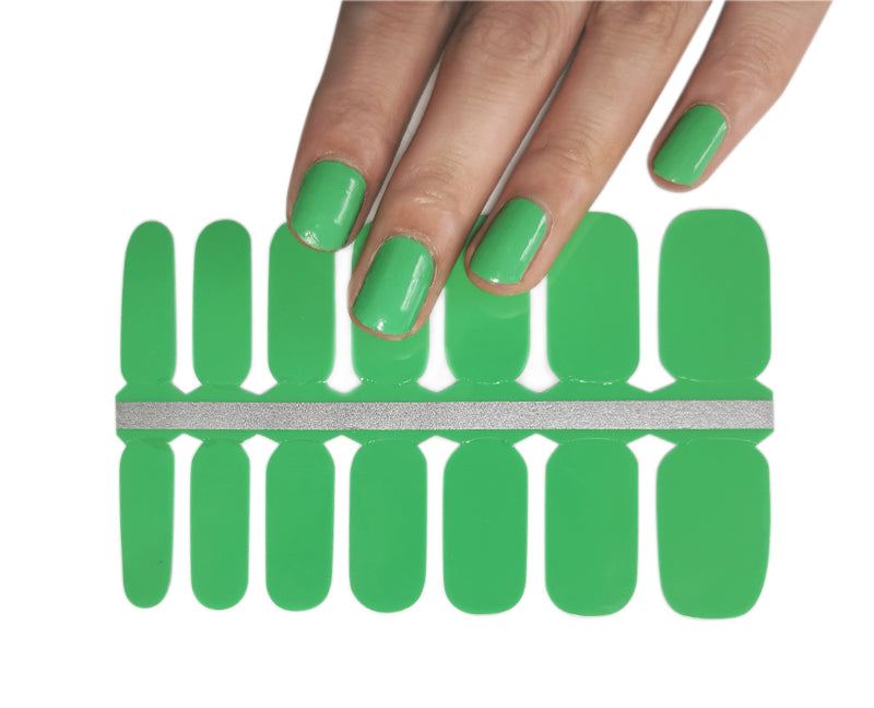 Big Size Wide Nail Wraps Spring Green Solid Color