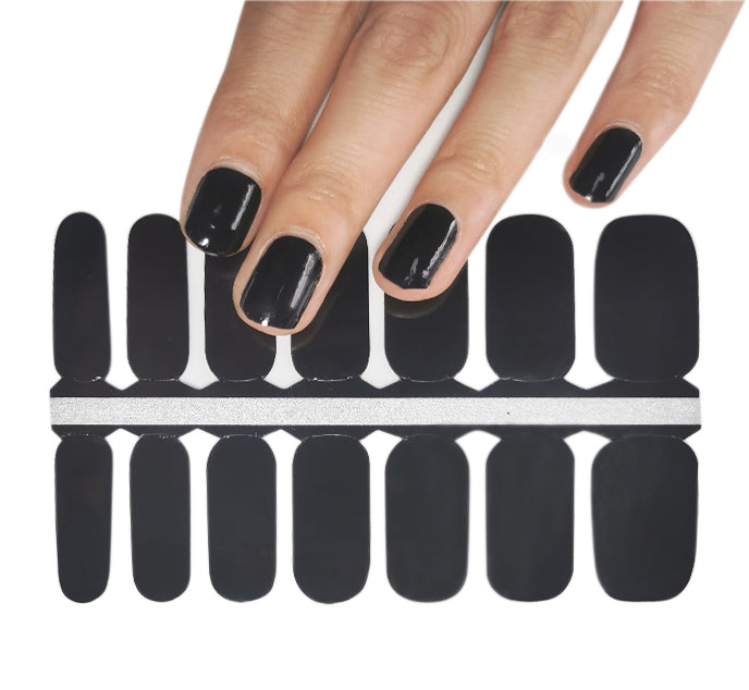 Big Size Wide Nail Wraps Black Solid Color