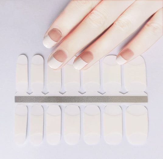 Big Size Wide Nail Wraps White Tip French Manicure Short Clear Top