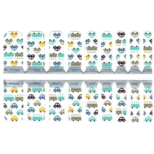 Cars and Buses Blue Brown Grey Yellow- Kids