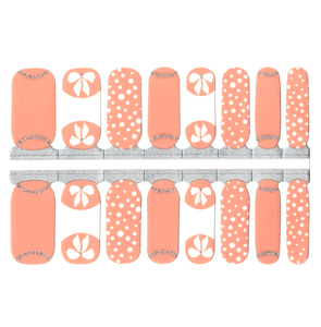 Cantaloupe Orange with White Polka Dot and Bows with Silver Glitter Accents