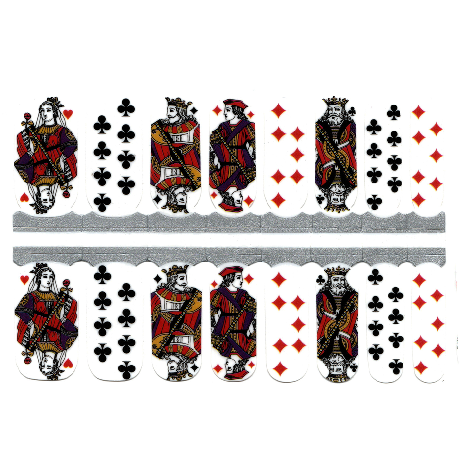 Playing Cards on White Background King, Queen, Jack, Ace, Spades, Hearts