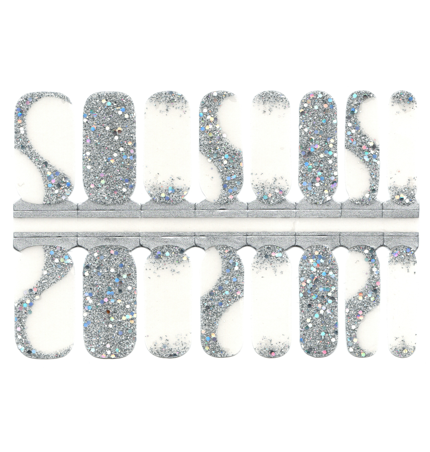 Silver Sparkly Sequin Glitter Overlay with Clear Background