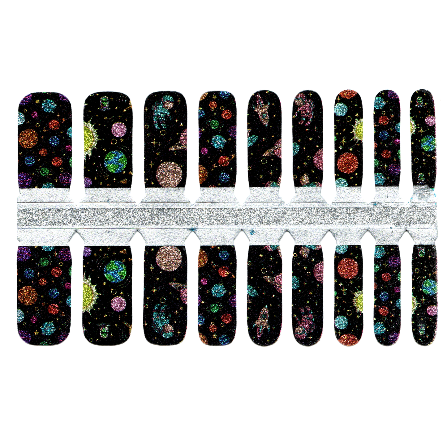 Black Glitter Space, Planets, Spaceman, Rocket, Jupiter, Sun, Venus, Earth, Solar System (Kids)