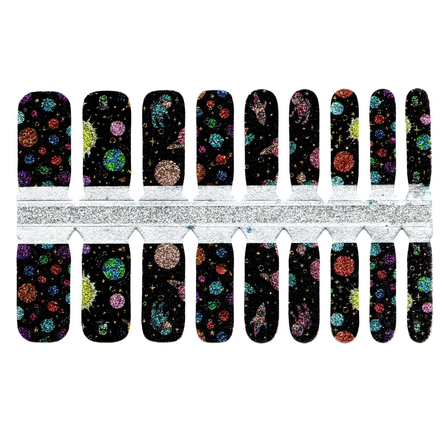 Black Glitter Space, Planets, Spaceman, Rocket, Jupiter, Sun, Venus, Earth, Solar System (Kids)