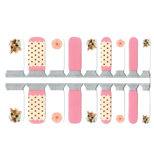 Pink and White Giraffes and Flowers, Polka Dot (Kids)