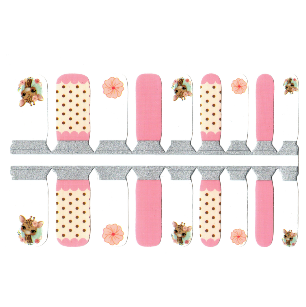 Pink and White Giraffes and Flowers, Polka Dot (Kids)