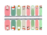 Polar Bears, Cats, Dogs, Bunnies in Scarves, Pink, Green and Grey with Snow Christmas