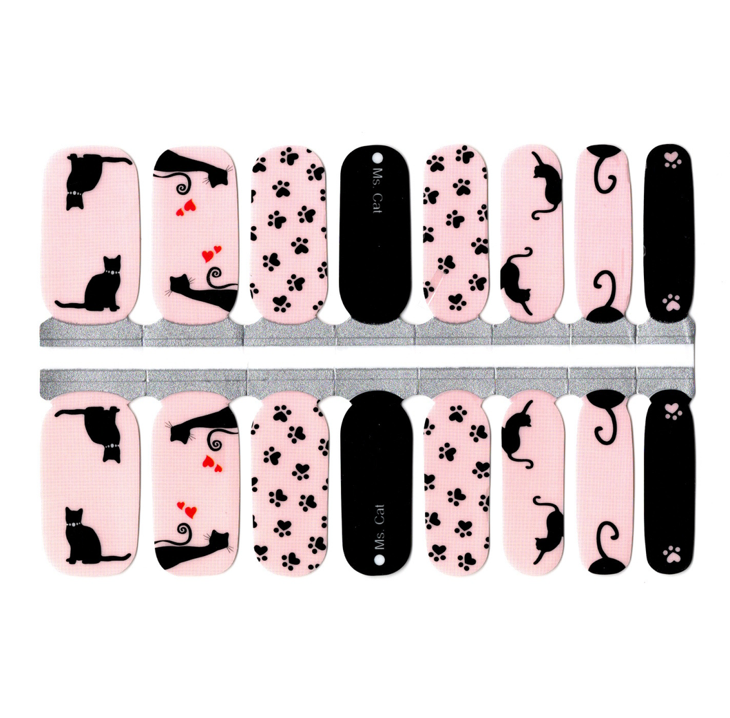 Pink and Black Cats with Paw Prints, Ms Cat