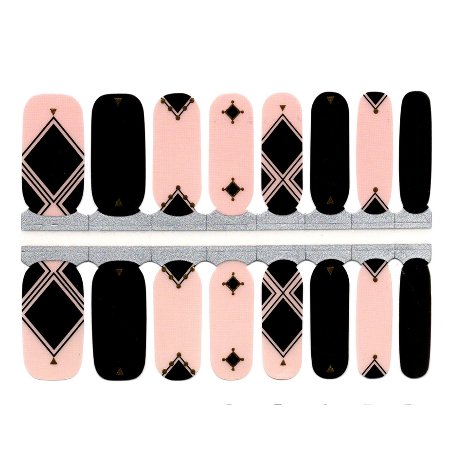 Pink and Black Geometry Triangles with Metallic Gold