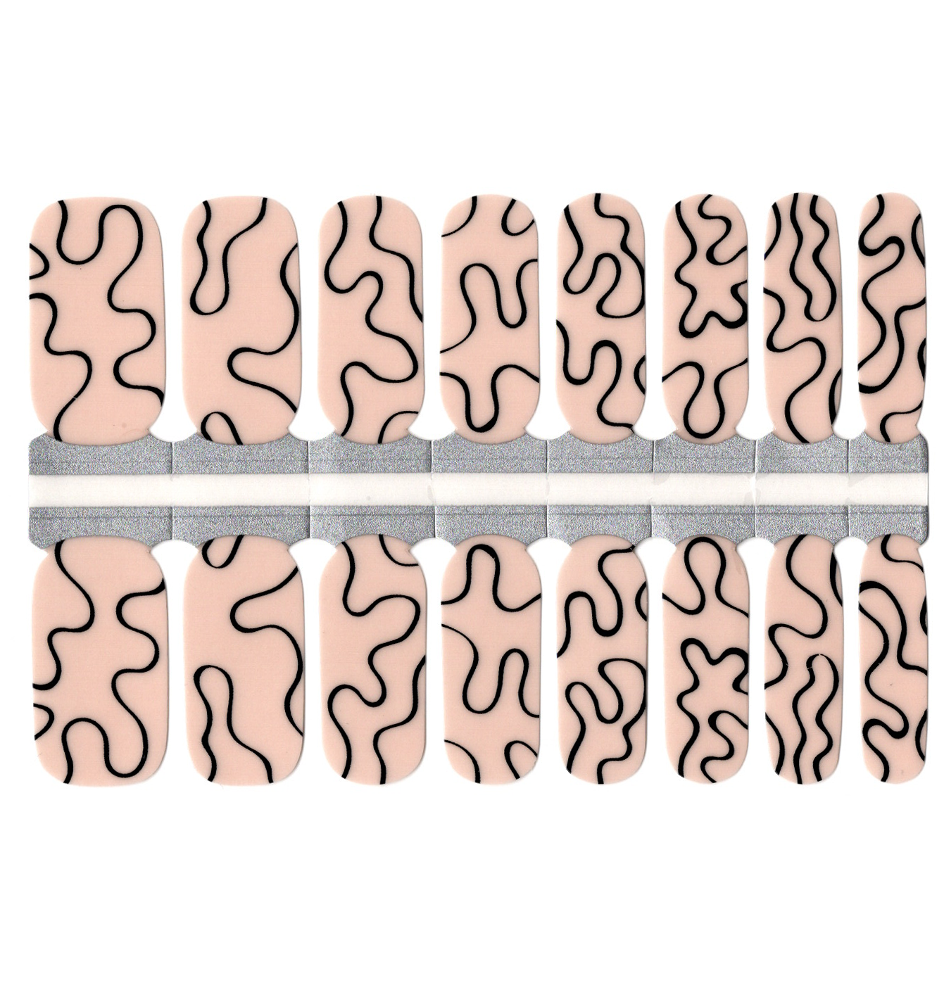 Nude Beige with Black Swirls Abstract Art