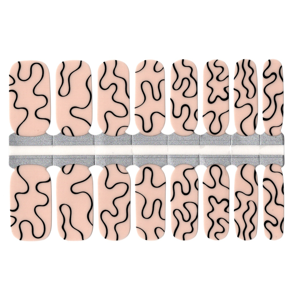 Nude Beige with Black Swirls Abstract Art