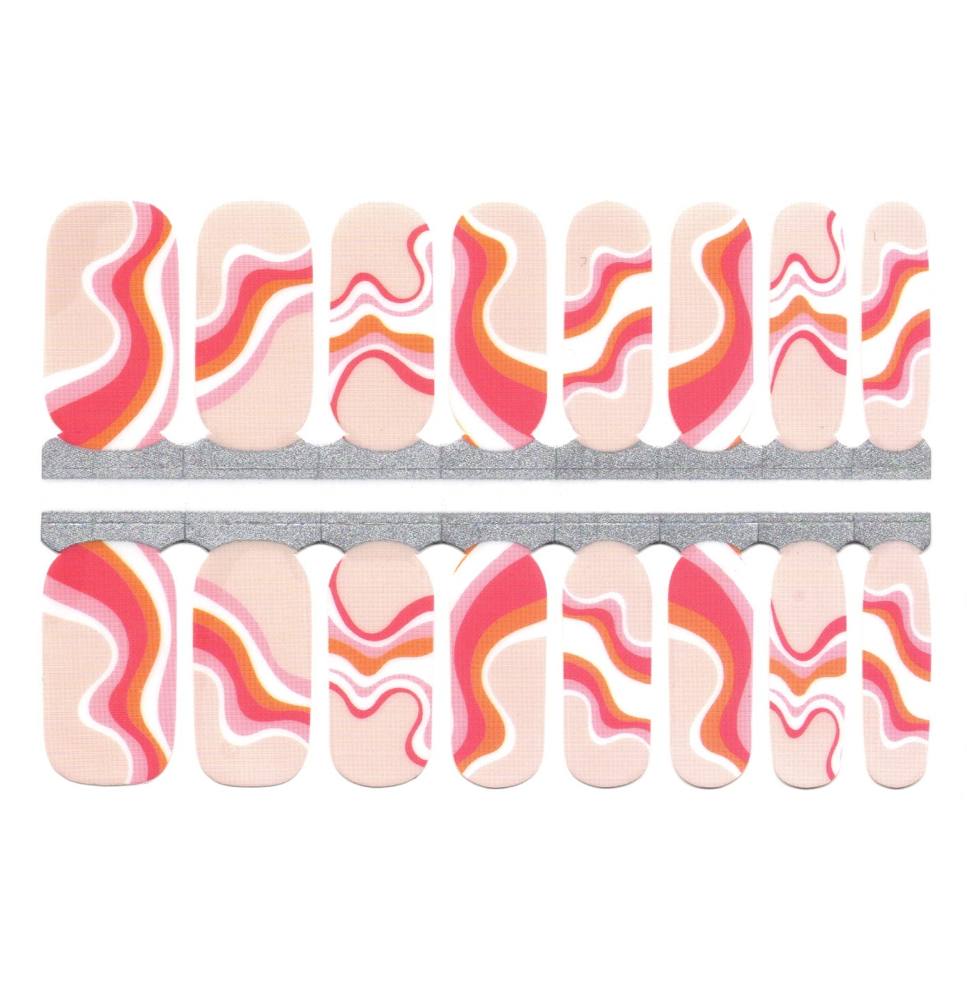 White Smoke Nude Beige, Pink, White and Orange Retro Swirls Abstract Art