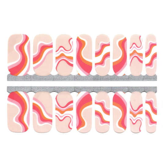 White Smoke Nude Beige, Pink, White and Orange Retro Swirls Abstract Art