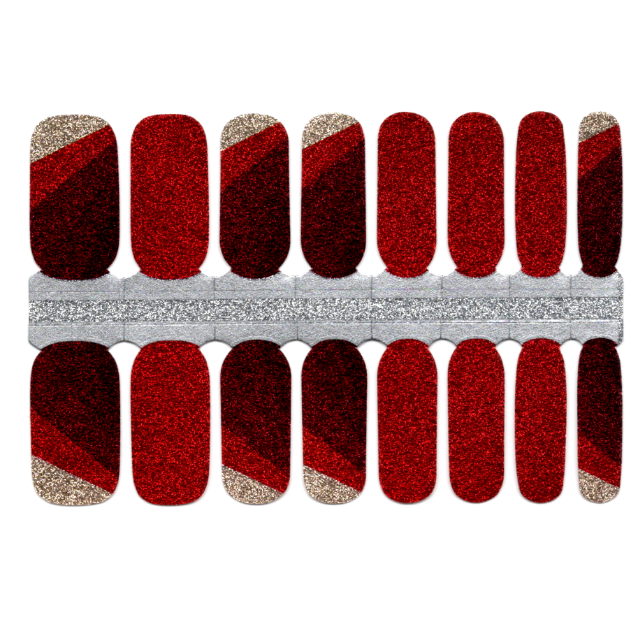 Rouge profond scintillant avec beige