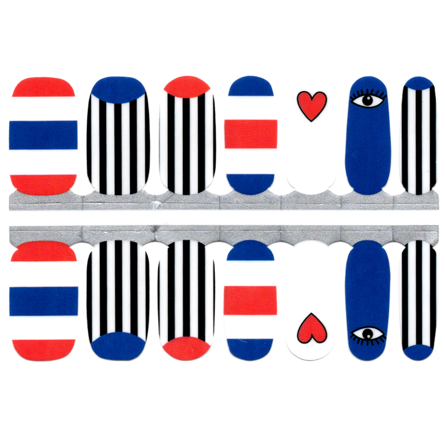 Pink, White, Blue with Black and White Stripes All Seeing Eye and Heart (Bigger Size)