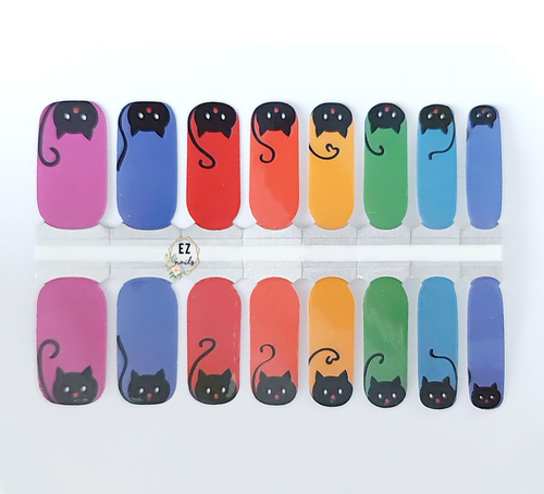 Black Cats Rainbow Solid Colors Halloween