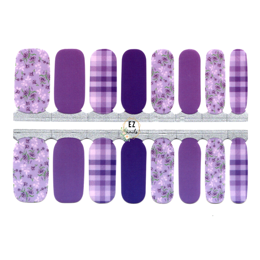 Lavender Purple with Flowers and Plaid Design